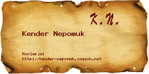 Kender Nepomuk névjegykártya